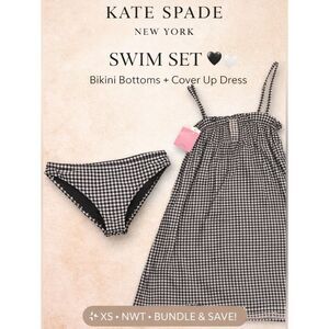 Kate Spade Gingham Swim Set XS NWT Bikini Bottom + Cover Up Dress